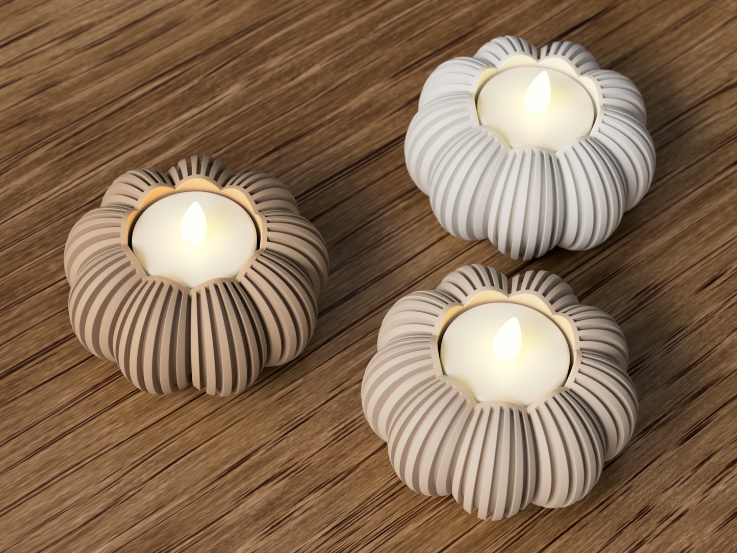 Kürbis LED-Teelichthalter aus PLA | Herbstliche Deko | Hygge Wohnaccessoire | Perfektes Geschenk für Herbst & Halloween