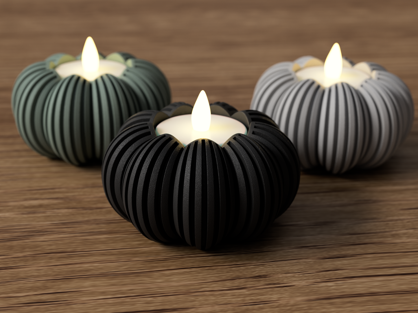 Kürbis LED-Teelichthalter aus PLA | Herbstliche Deko | Hygge Wohnaccessoire | Perfektes Geschenk für Herbst & Halloween