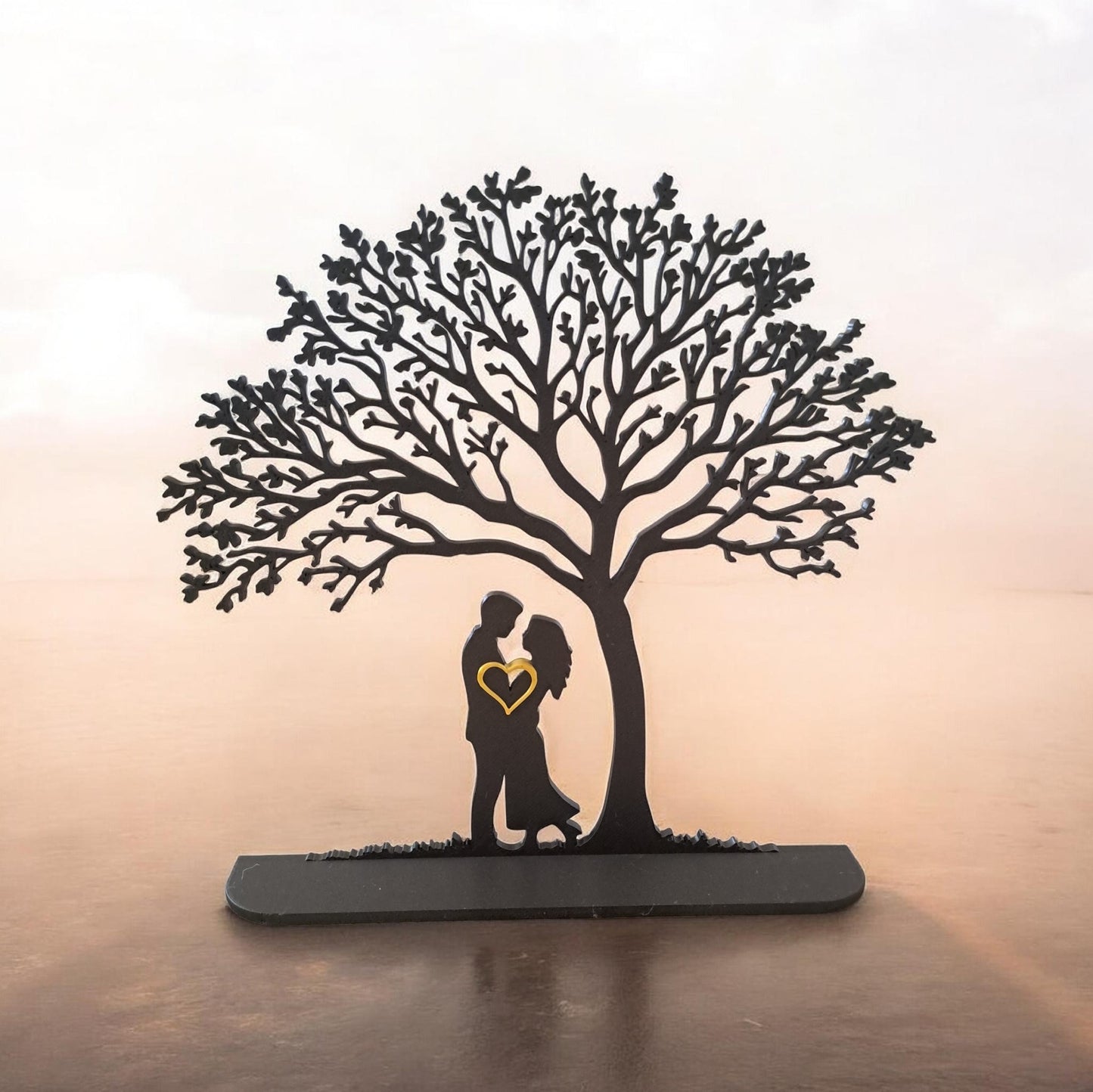 Romantische 3D Liebesbaum Deko – Paar Silhouette Geschenk für Hochzeit, Jahrestag & Valentinstag