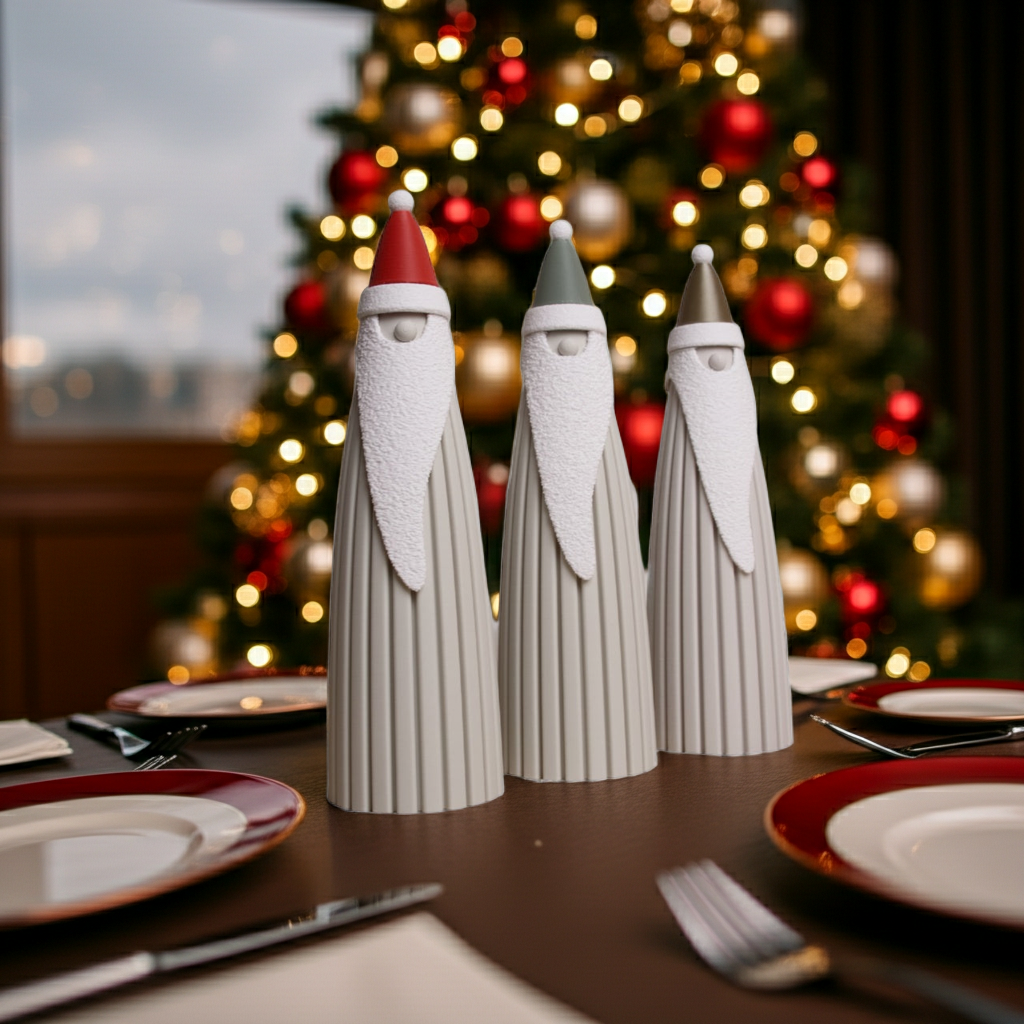Minimalistische Weihnachtsdeko | 3D-gedruckte Santa Figuren | Skandinavische Winterdeko | Moderner Nikolaus