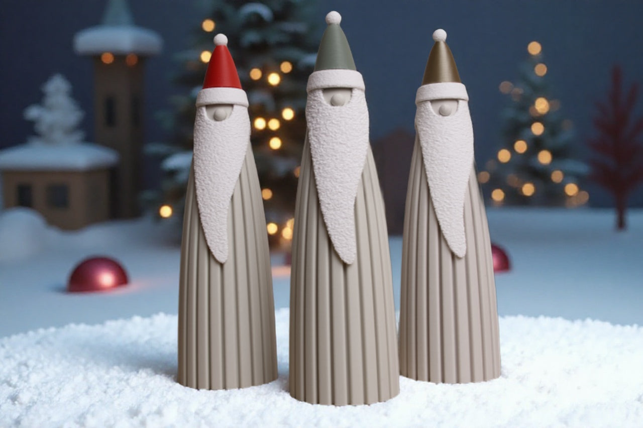 Minimalistische Weihnachtsdeko | 3D-gedruckte Santa Figuren | Skandinavische Winterdeko | Moderner Nikolaus