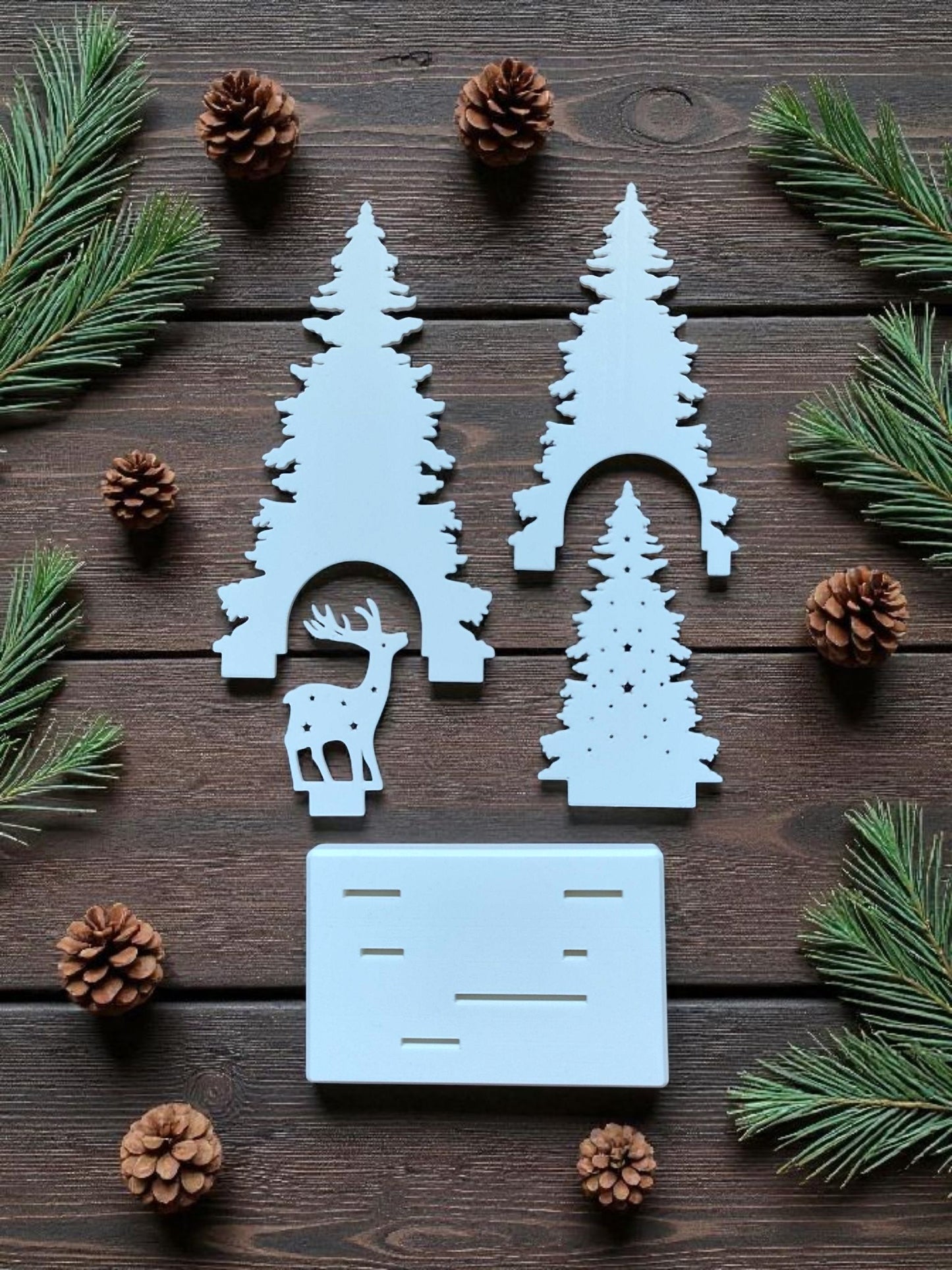 Minimalistische Weihnachtsdeko | Winter Dekoration | 3D gedruckter Hirsch od. Santa mit Tannenbaum |Skandinavischer Stil | Geschenkidee zu Weihnachten