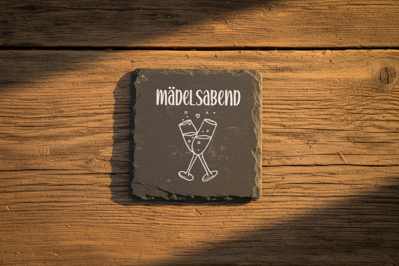 Untersetzer mit Spruch aus Schiefer, Schwarz (B/H/T) 9x1x9cm