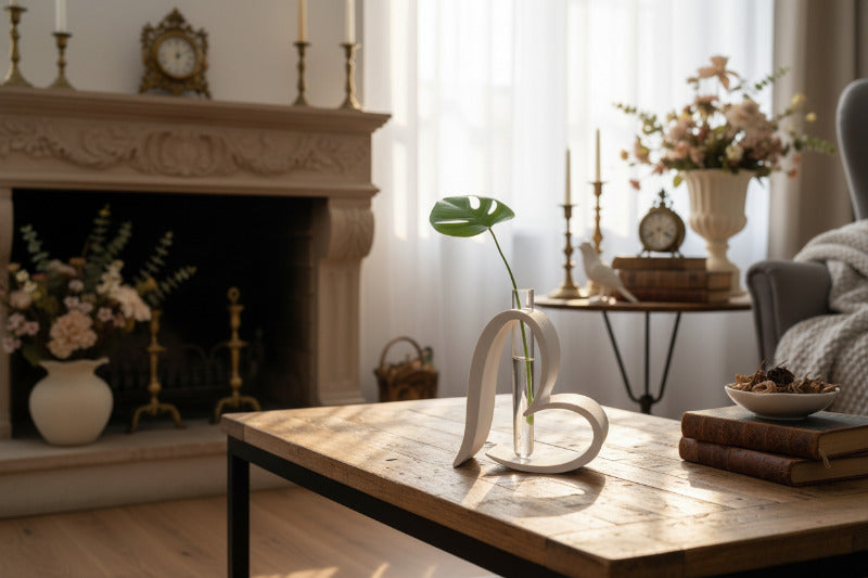 Herz Vase 3D Druck – Moderne Design Vase mit Glasröhrchen – Minimalistische Deko Geschenk Idee