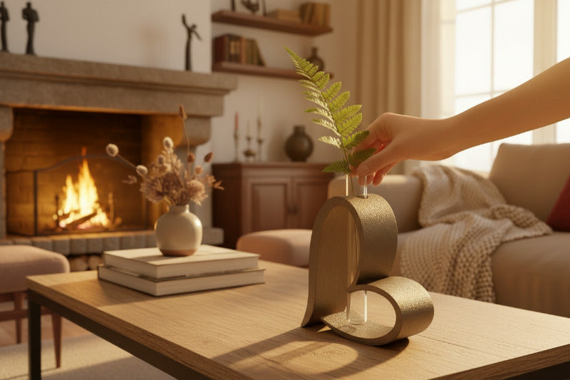 Herz Vase 3D Druck – Moderne Design Vase mit Glasröhrchen – Minimalistische Deko Geschenk Idee