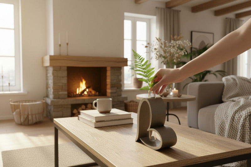 Herz Vase 3D Druck – Moderne Design Vase mit Glasröhrchen – Minimalistische Deko Geschenk Idee