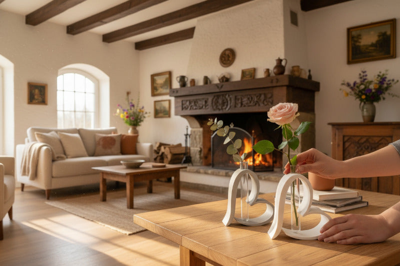 Herz Vase 3D Druck – Moderne Design Vase mit Glasröhrchen – Minimalistische Deko Geschenk Idee