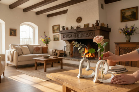 Herz Vase 3D Druck – Moderne Design Vase mit Glasröhrchen – Minimalistische Deko Geschenk Idee