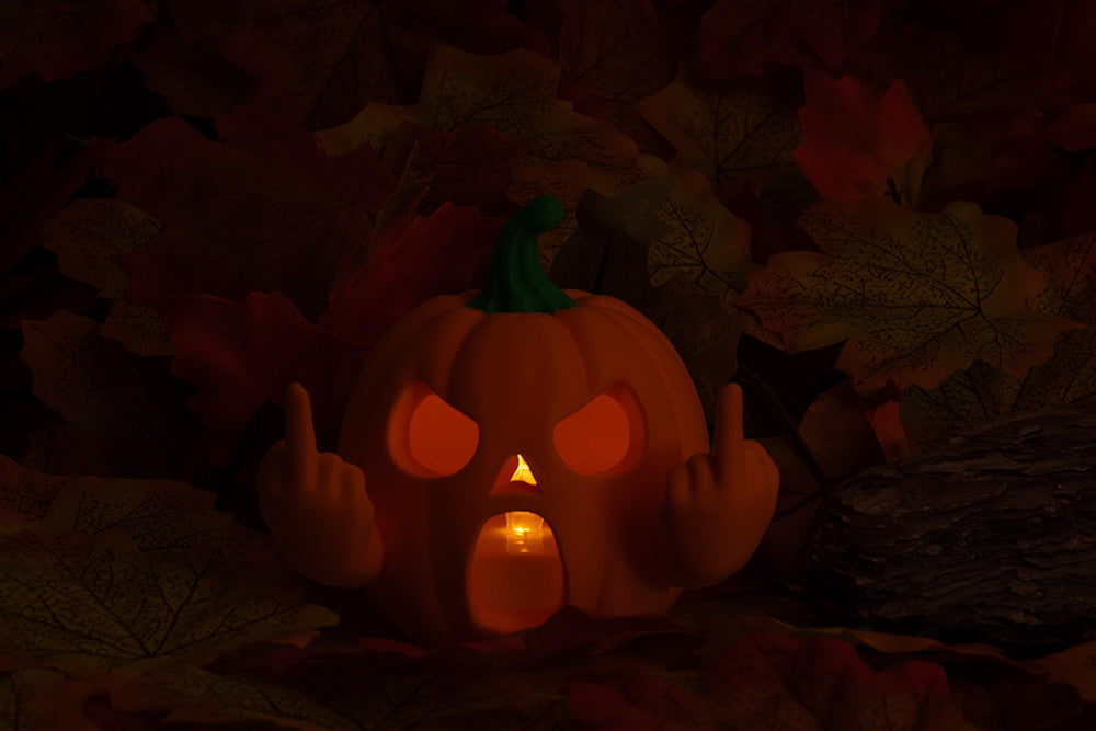 Frecher Halloween Kürbis – Lustige Deko mit Mittelfinger | 3D-Druck Kürbis Figur | Herbst & Halloween Tischdeko