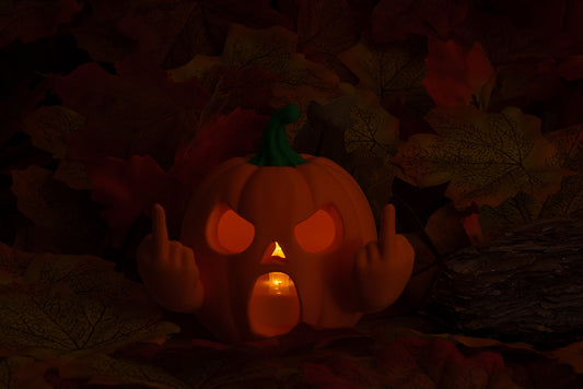 Frecher Halloween Kürbis – Lustige Deko mit Mittelfinger | 3D-Druck Kürbis Figur | Herbst & Halloween Tischdeko