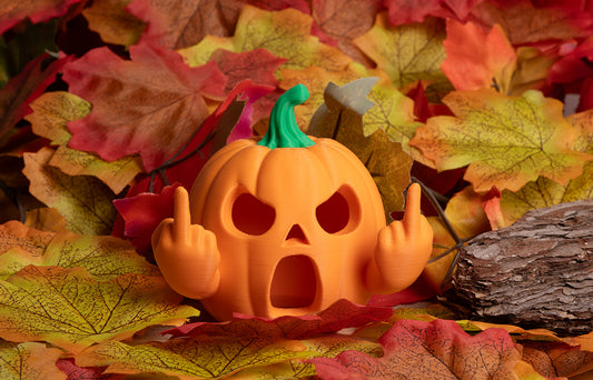 Frecher Halloween Kürbis – Lustige Deko mit Mittelfinger | 3D-Druck Kürbis Figur | Herbst & Halloween Tischdeko