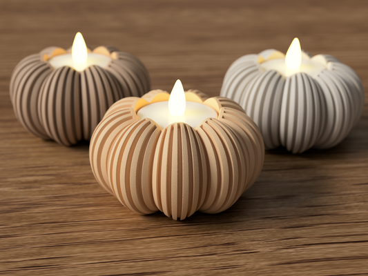 Kürbis LED-Teelichthalter aus PLA | Herbstliche Deko | Hygge Wohnaccessoire | Perfektes Geschenk für Herbst & Halloween