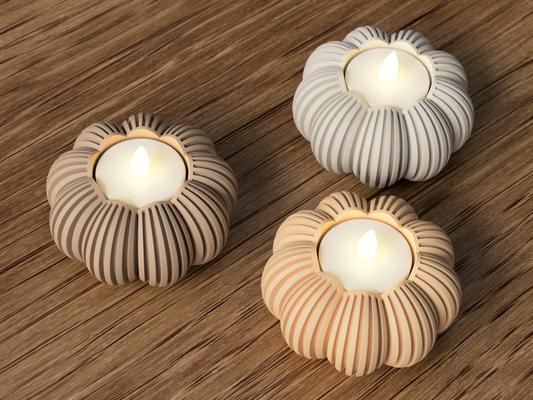 Kürbis LED-Teelichthalter aus PLA | Herbstliche Deko | Hygge Wohnaccessoire | Perfektes Geschenk für Herbst & Halloween