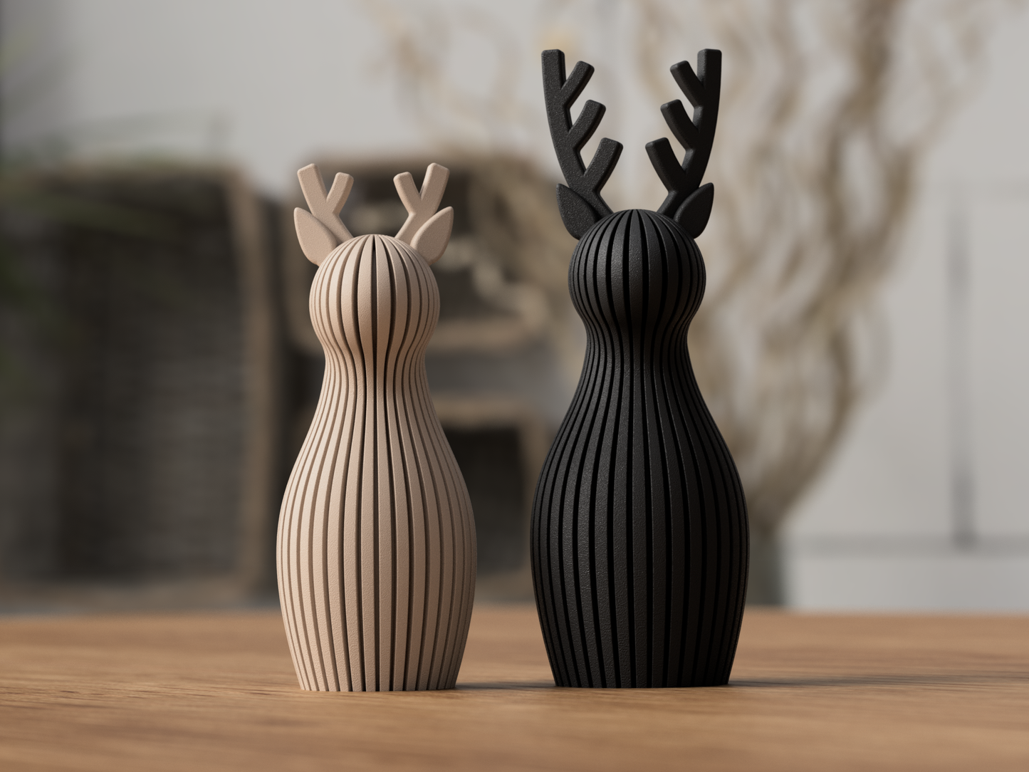 Deko-Rentiere – Minimalistische Weihnachtsdeko aus PLA | Skandinavische Winterdekoration | Modernes Geschenk | Handmade