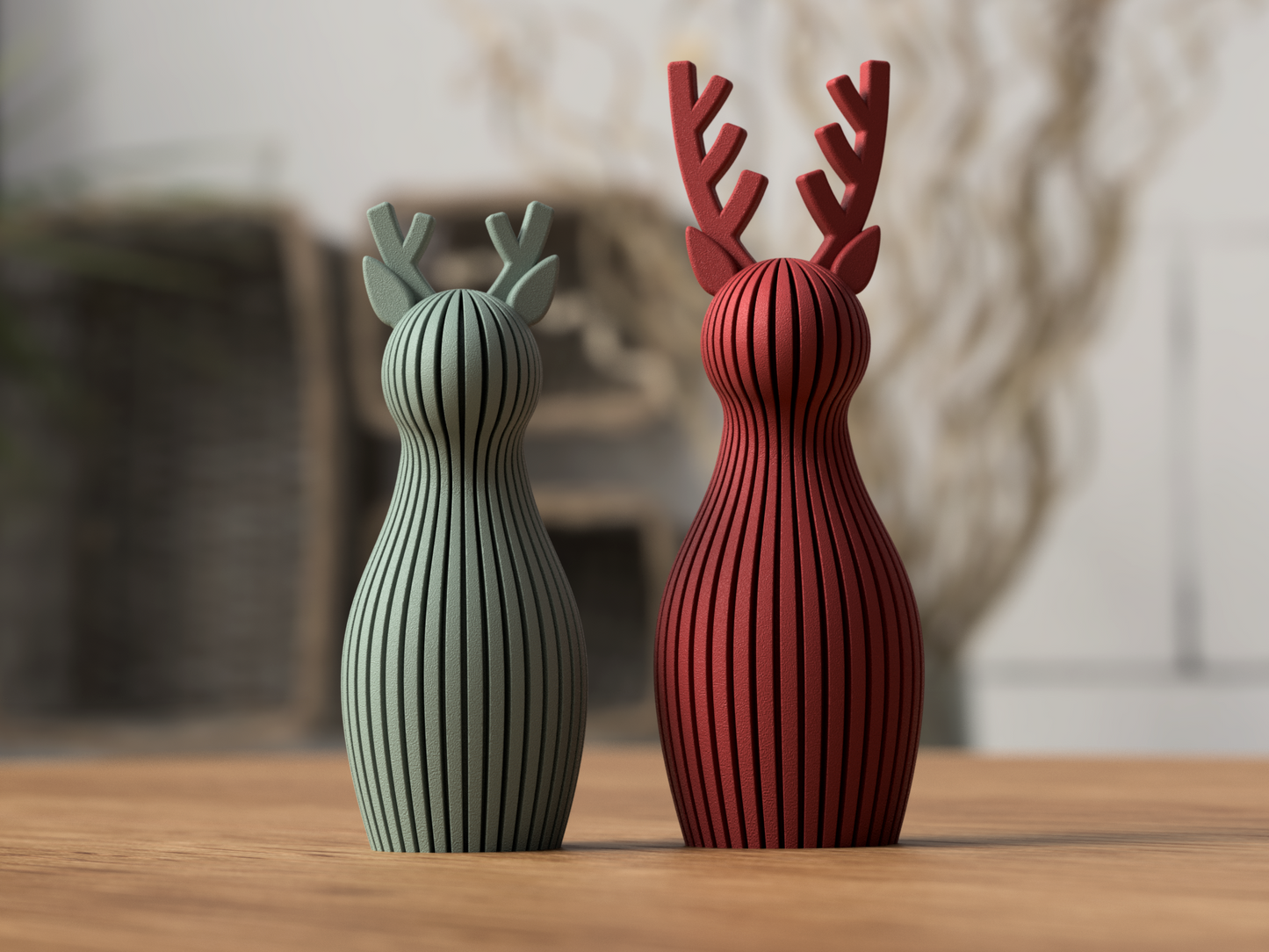 Deko-Rentiere – Minimalistische Weihnachtsdeko aus PLA | Skandinavische Winterdekoration | Modernes Geschenk | Handmade