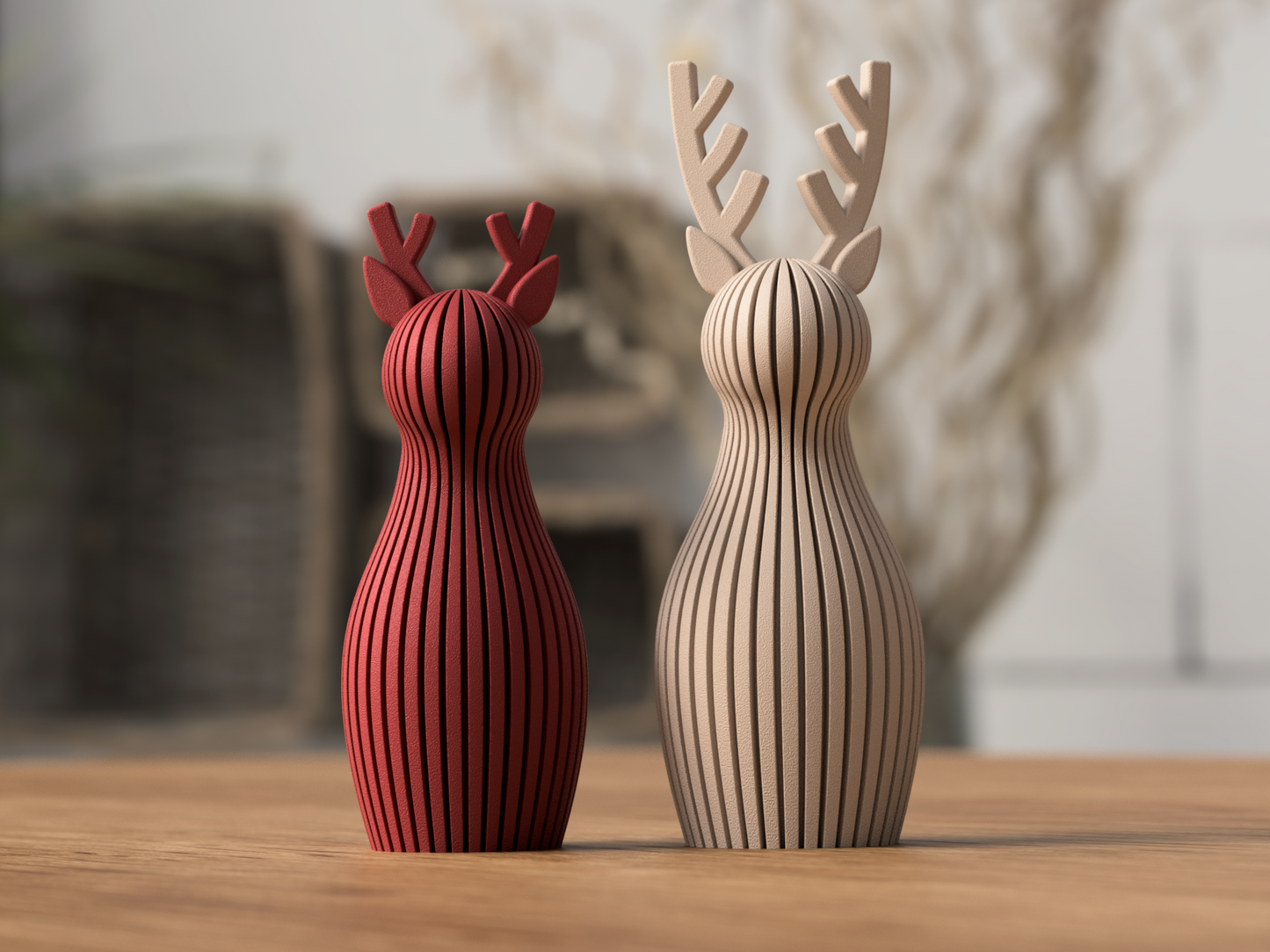 Deko-Rentiere – Minimalistische Weihnachtsdeko aus PLA | Skandinavische Winterdekoration | Modernes Geschenk | Handmade