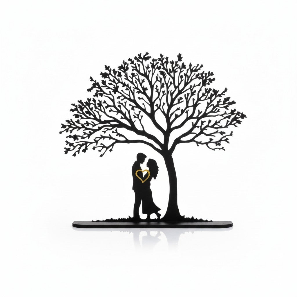 Romantische 3D Liebesbaum Deko – Paar Silhouette Geschenk für Hochzeit, Jahrestag & Valentinstag