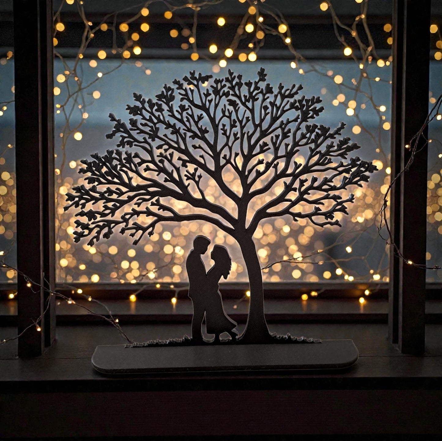 Romantische 3D Liebesbaum Deko – Paar Silhouette Geschenk für Hochzeit, Jahrestag & Valentinstag