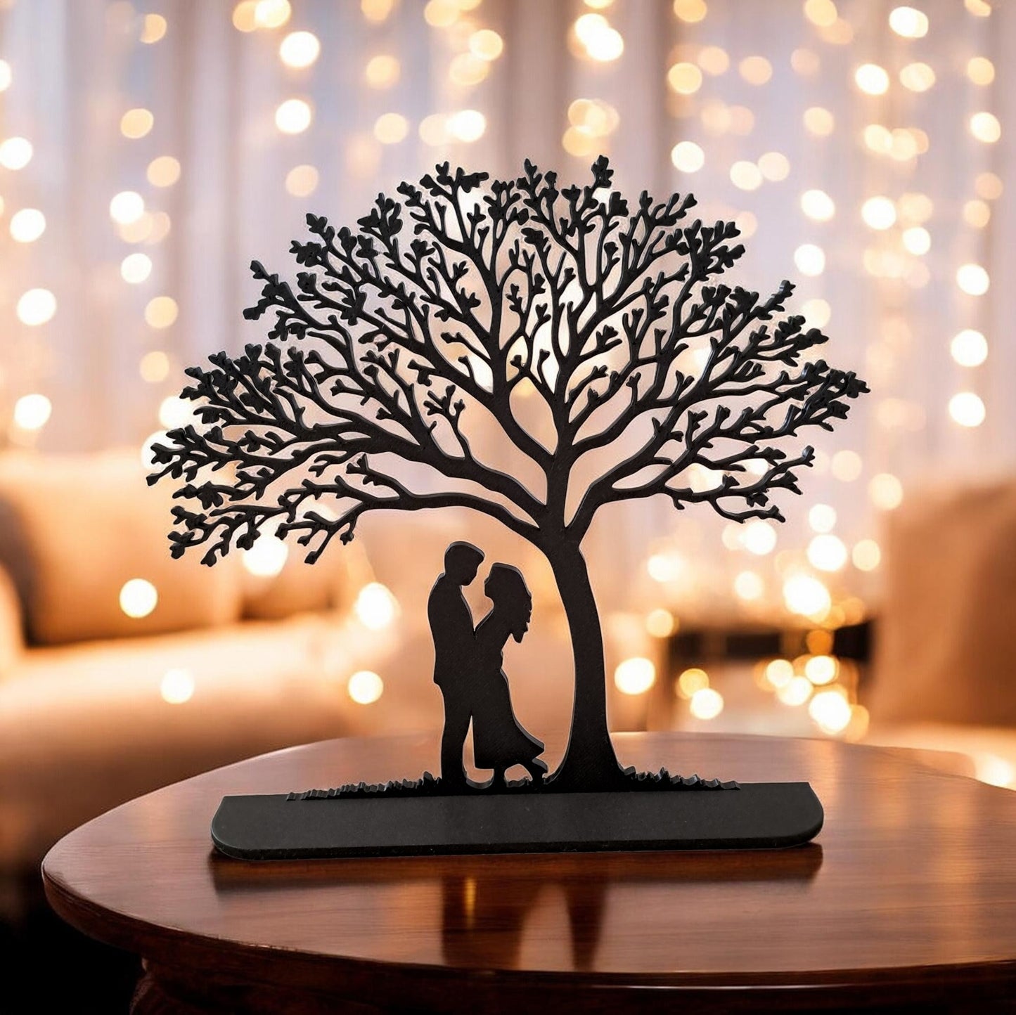 Romantische 3D Liebesbaum Deko – Paar Silhouette Geschenk für Hochzeit, Jahrestag & Valentinstag