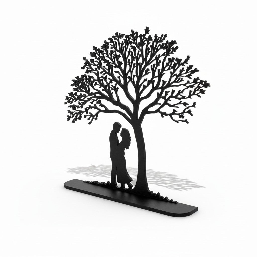 Romantische 3D Liebesbaum Deko – Paar Silhouette Geschenk für Hochzeit, Jahrestag & Valentinstag