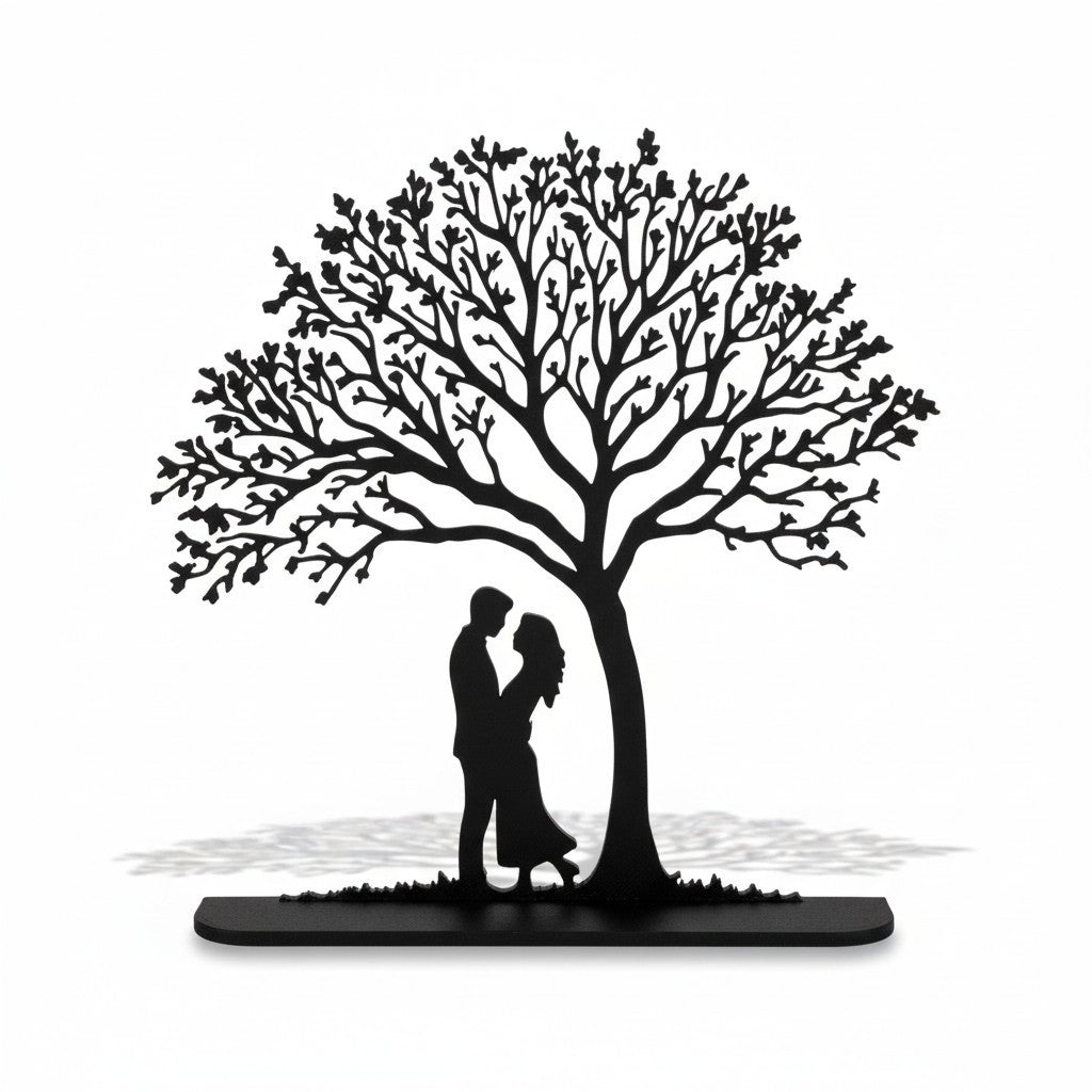 Romantische 3D Liebesbaum Deko – Paar Silhouette Geschenk für Hochzeit, Jahrestag & Valentinstag