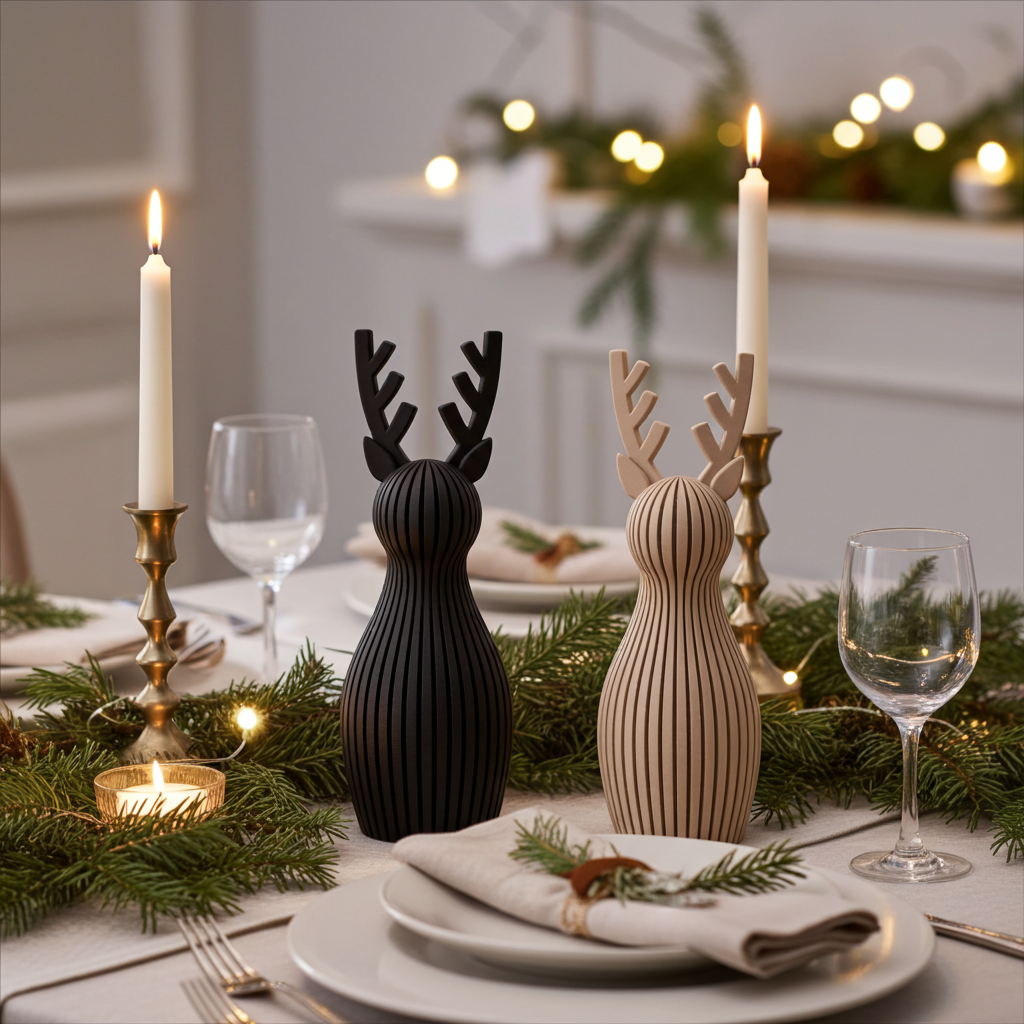 Deko-Rentiere – Minimalistische Weihnachtsdeko aus PLA | Skandinavische Winterdekoration | Modernes Geschenk | Handmade