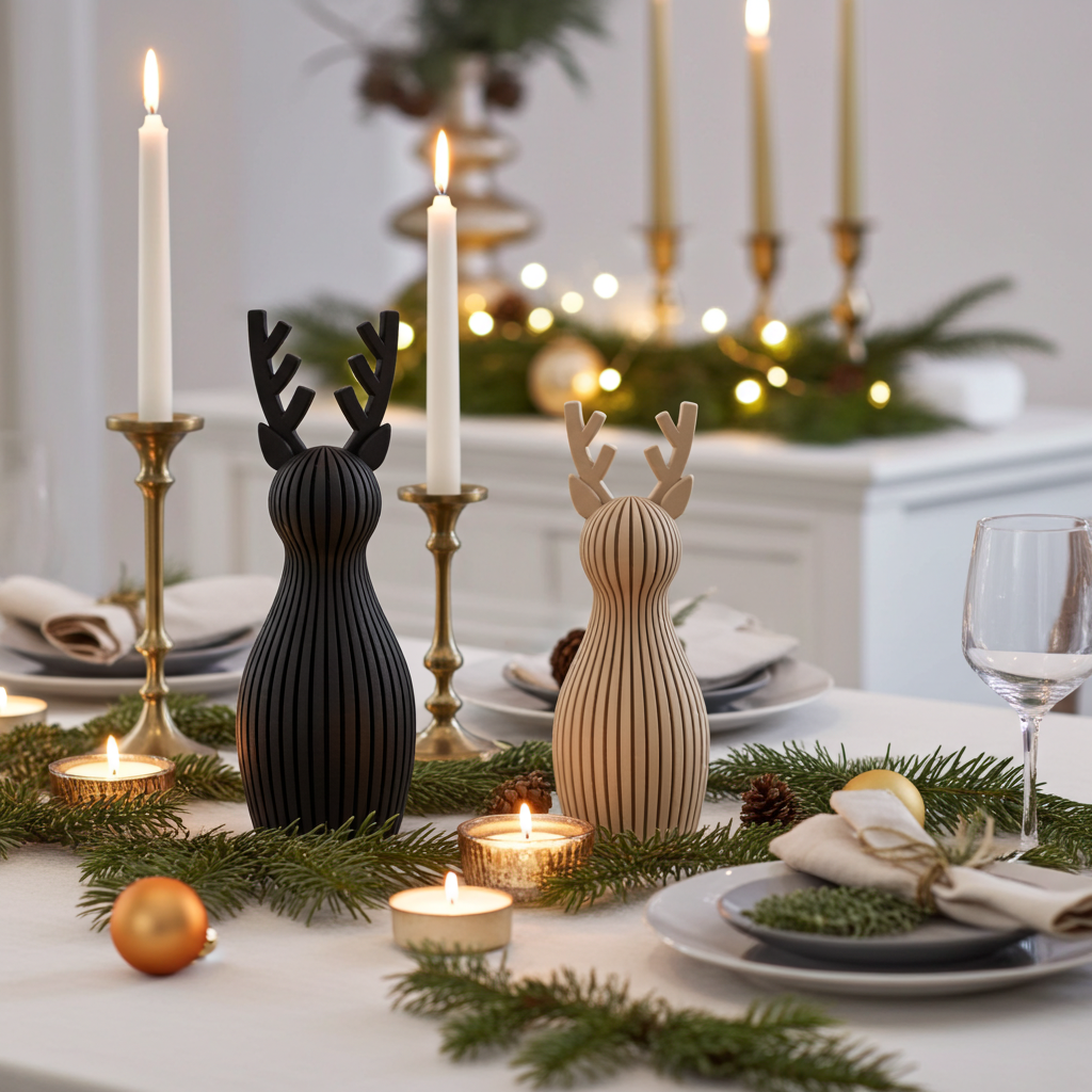 Deko-Rentiere – Minimalistische Weihnachtsdeko aus PLA | Skandinavische Winterdekoration | Modernes Geschenk | Handmade