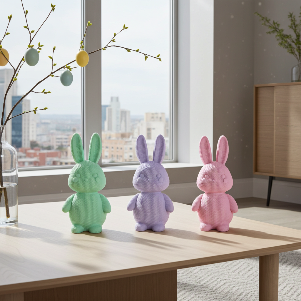 Moderne 3D gedruckte Osterhasen in Pastell – Stilvolle Frühlingsdeko