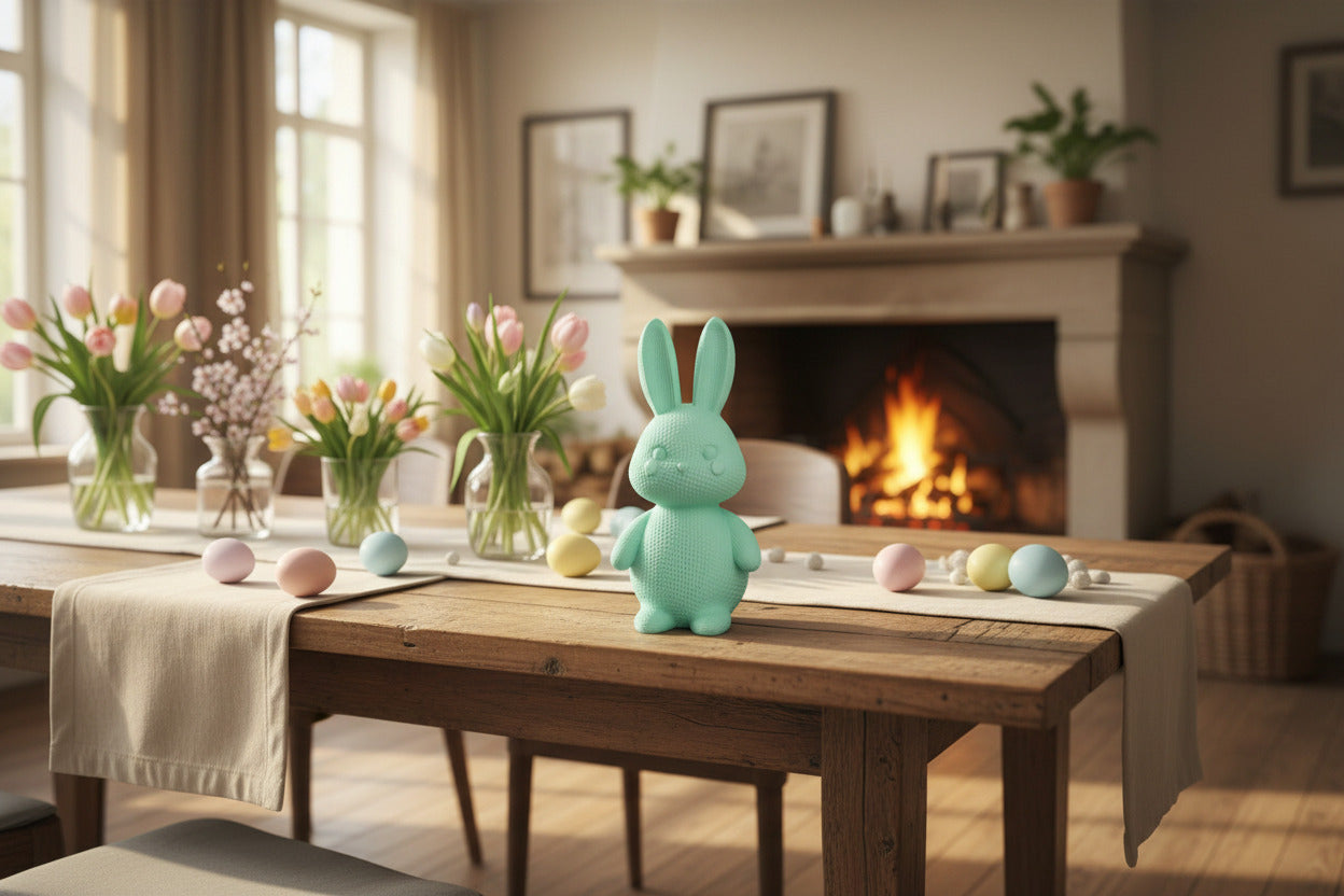 Moderne 3D gedruckte Osterhasen in Pastell – Stilvolle Frühlingsdeko